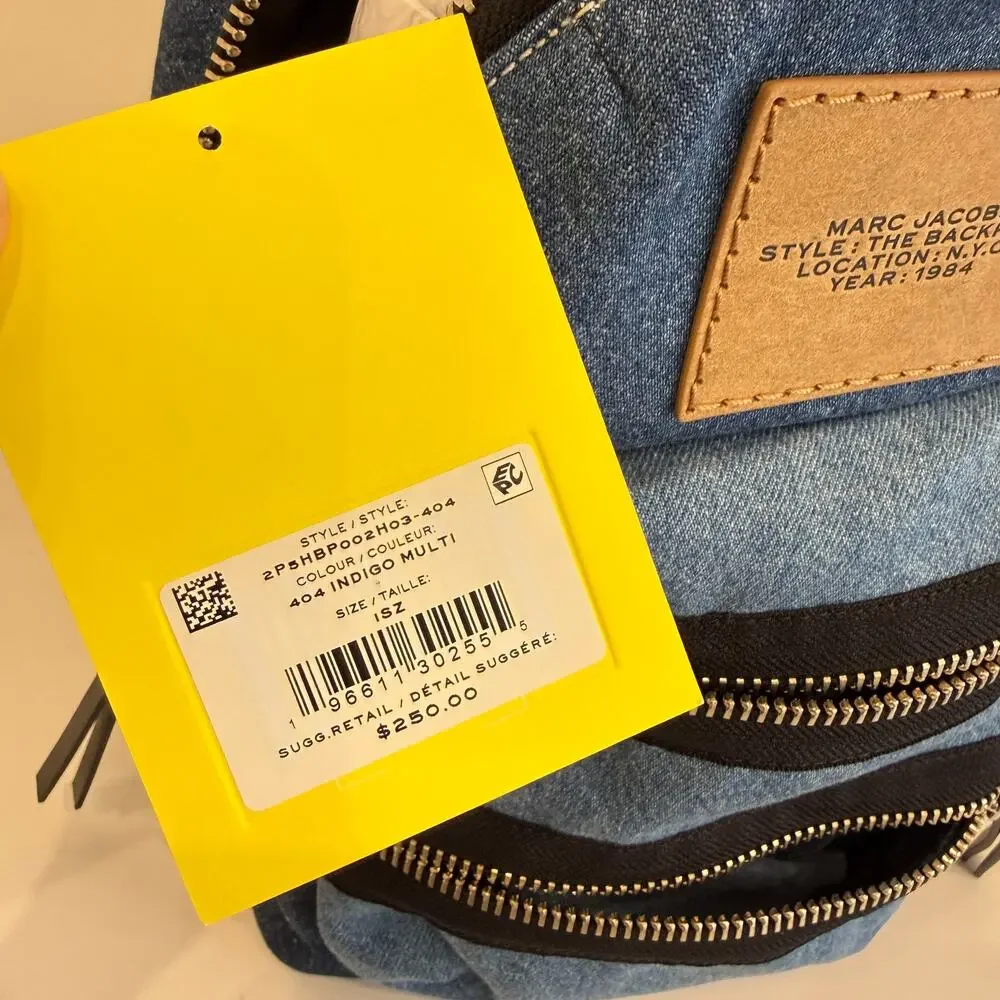 MARC JACOBS Unisex The Biker Colorblock Denim Medium Backpack